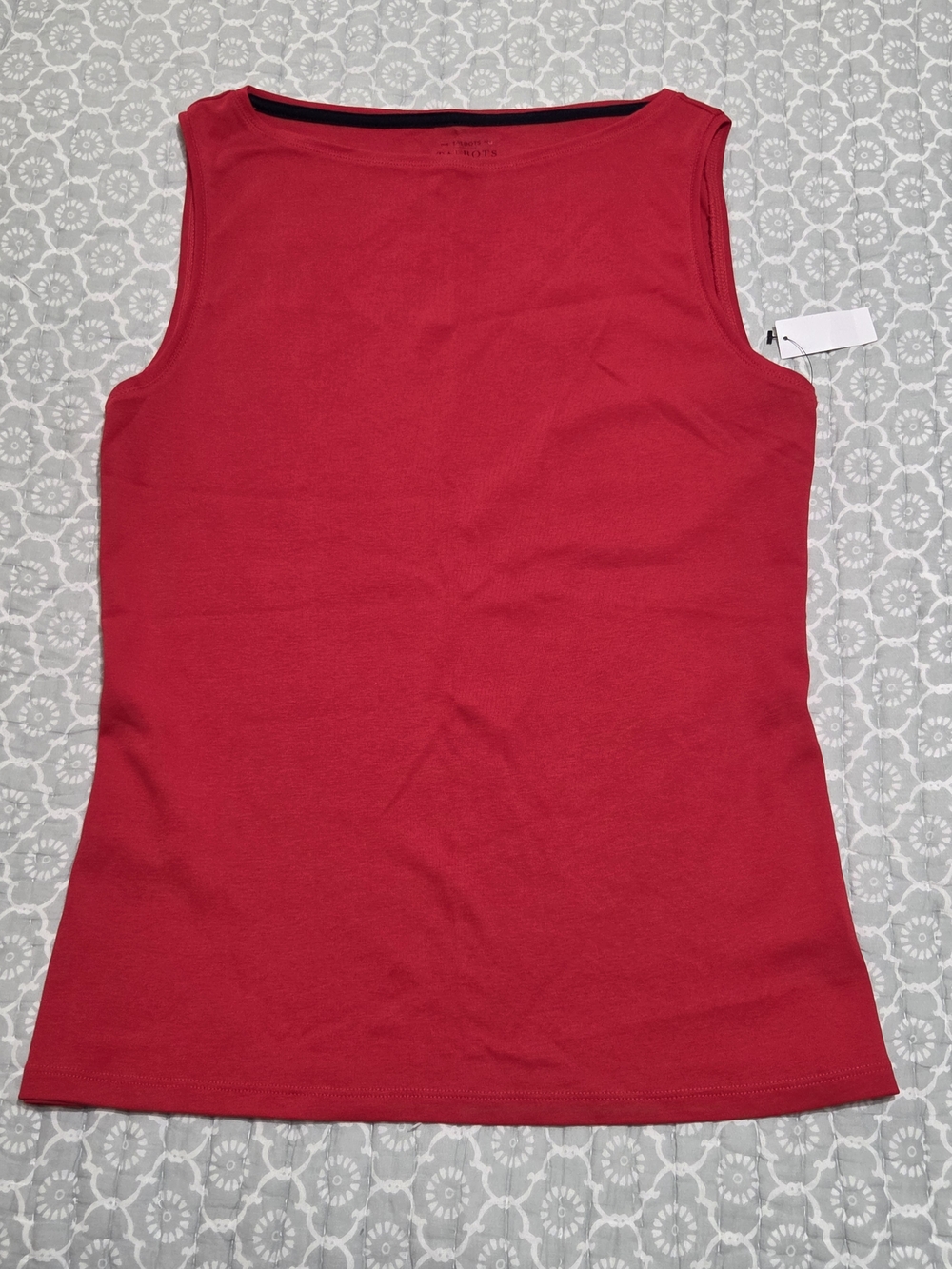 Talbots Red Pima Bateau Neck Tank